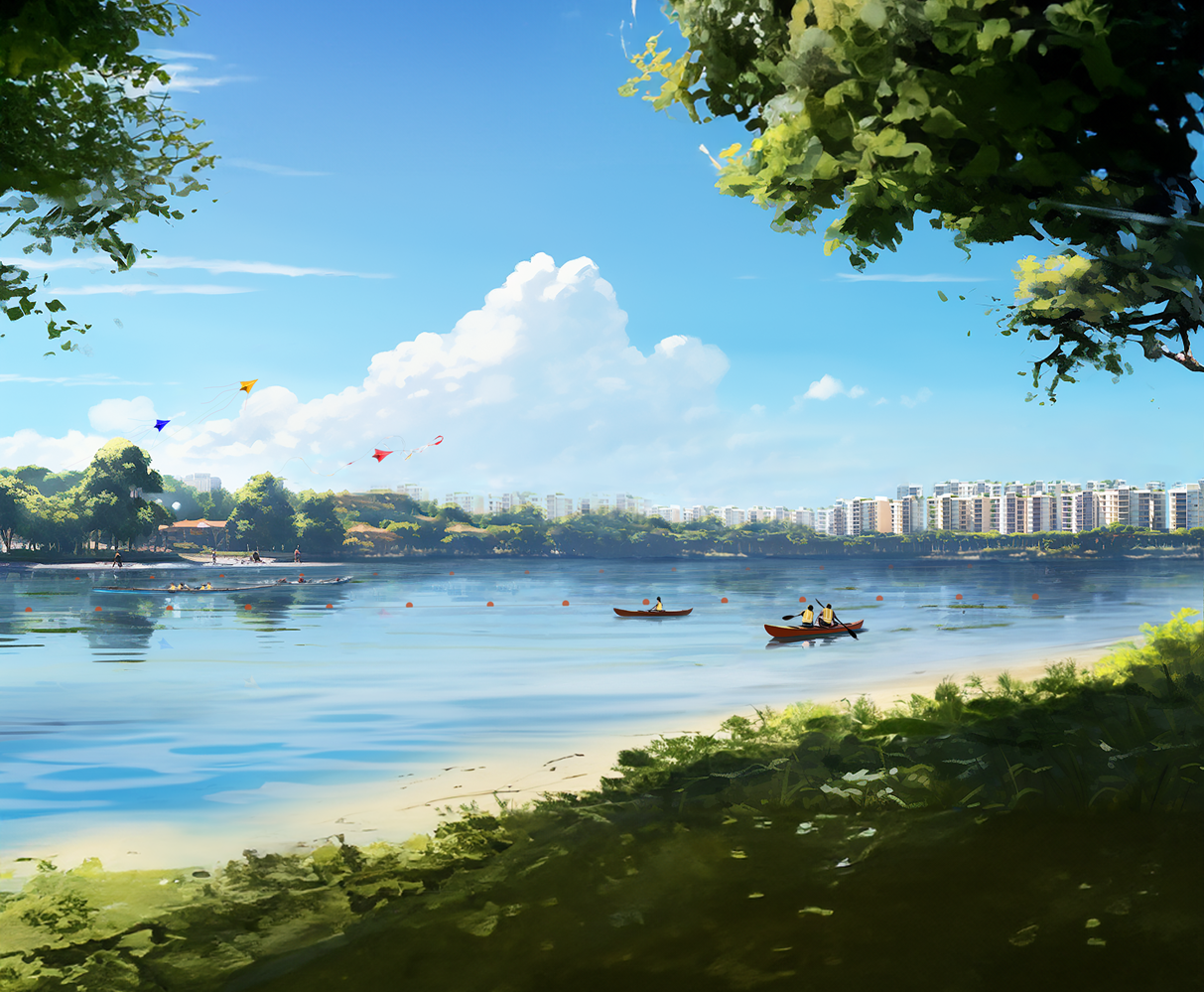 Artist’s impression of the view across the new reservoir towards ‘Long Island’ from East Coast Park.